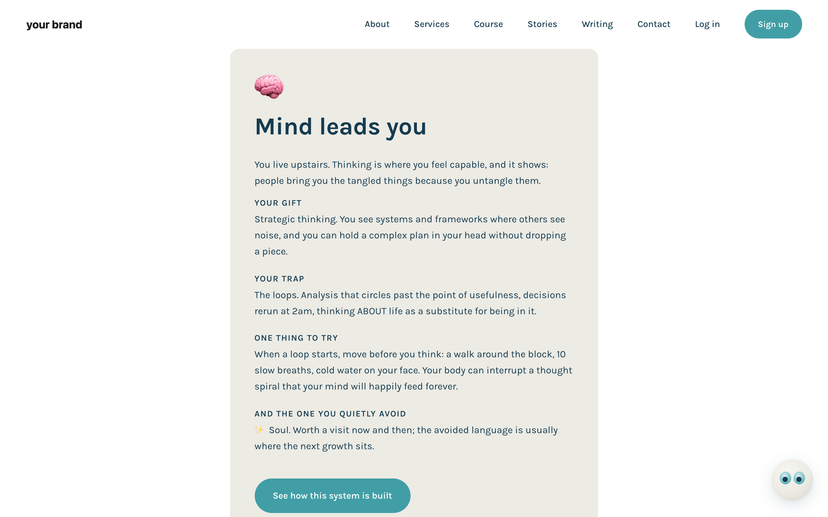 A finished result page from the shipped fun quiz: the leading language, the gift, the trap, one thing to try, and the avoided language