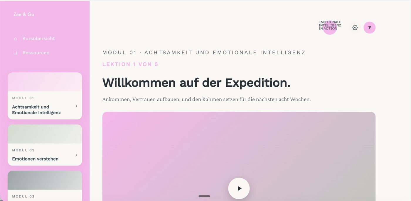 Sophie's course platform in German